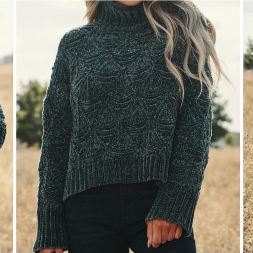 POL knit soft turtleneck chenille sweater